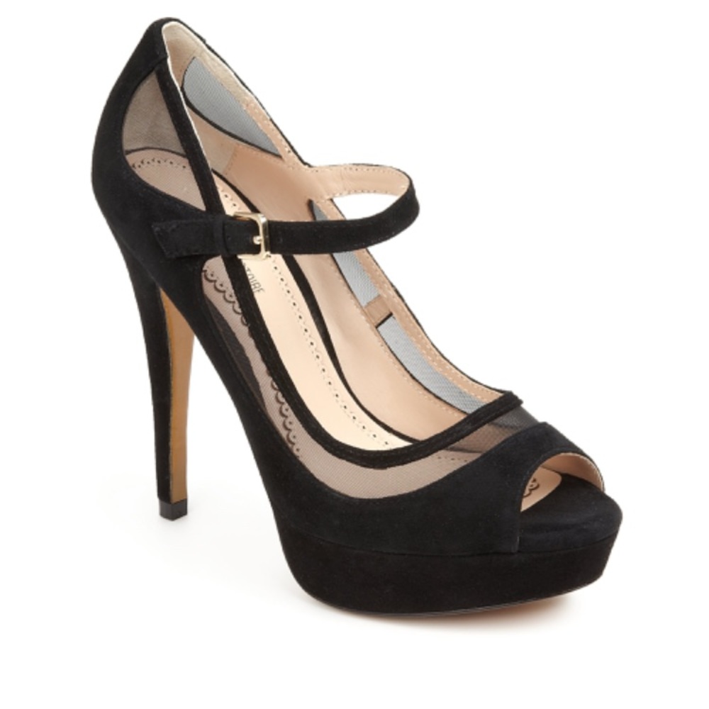 Pour La Victoire Annabelle black suede mesh pump